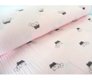 Double Gauze Musselin Bär pastell rosa